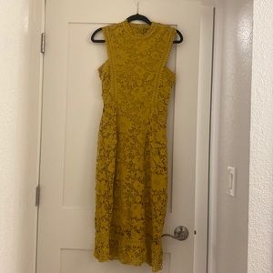 Yellow Lace Midi Dress